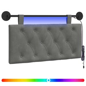 vidaXL Cabeceira suspensa Com luz LED Cinzento-Escuro Veludo
