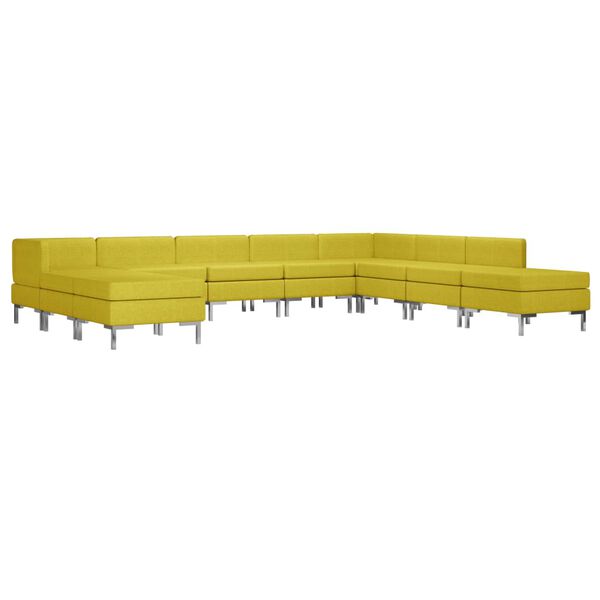 vidaXL 10 pcs conjunto de sof&aacute;s tecido amarelo