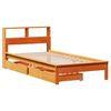 vidaXL Cama com estante sem colch&atilde;o 90x200cm pinho maci&ccedil;o castanho-mel