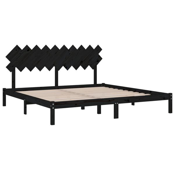 vidaXL Estrutura de cama 200x200 cm preto madeira maci&ccedil;a