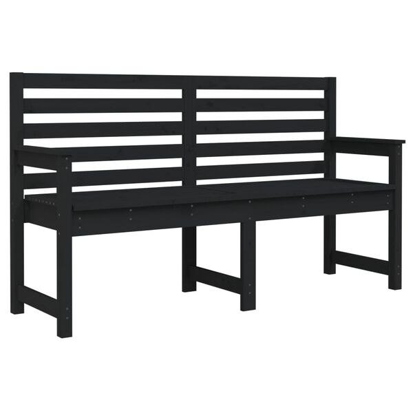 vidaXL Banco de jardim 159,5x48x91,5 cm madeira de pinho maciça preto