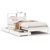 vidaXL Cama com estante sem colch&atilde;o 100x200 cm pinho maci&ccedil;o branco