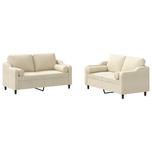 vidaXL 2 pcs conjunto de sof&aacute;s com almofadas tecido cor creme