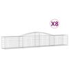 vidaXL Cestos gabi&atilde;o arqueados 8 pcs 400x50x60/80 cm ferro galvanizado