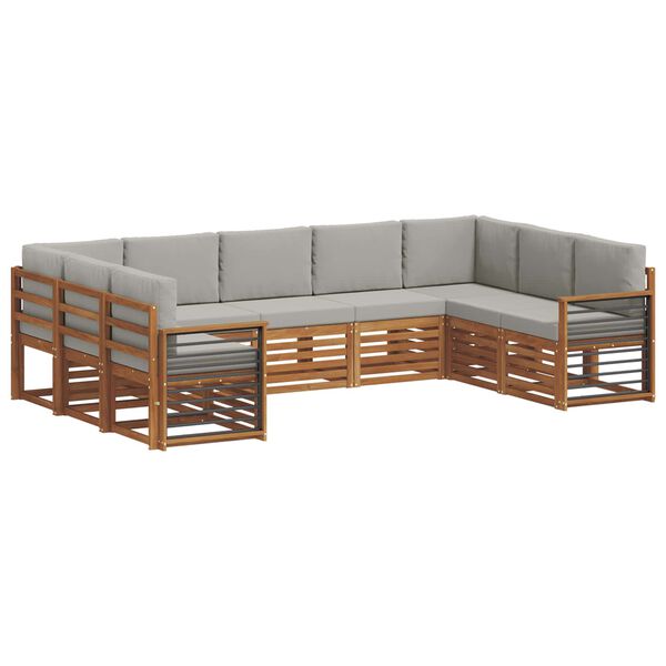 vidaXL Conjunto de Sof&aacute; Sectional 9 pcs Cinza Natural e Claro