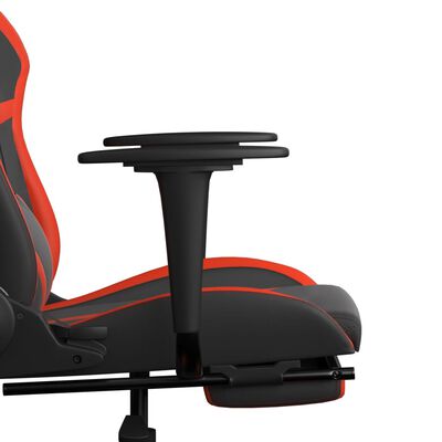 vidaXL Cadeira gaming massagem + apoio pés couro artif. preto/vermelho