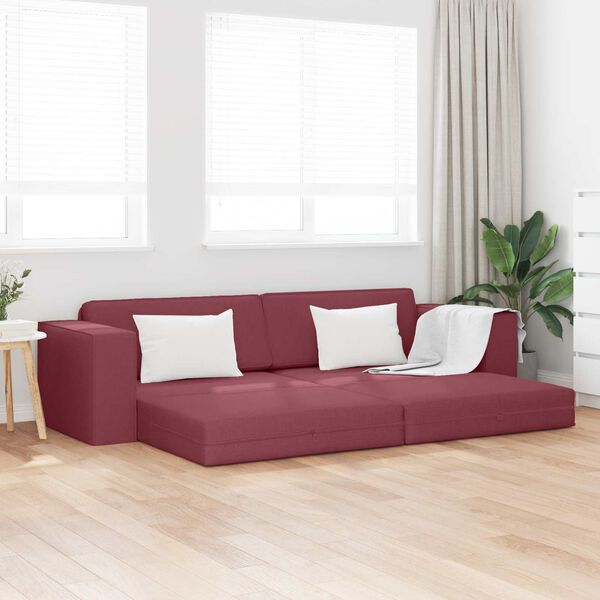 vidaXL Sof&aacute;-Cama 200cm Vinho Vermelho tecido