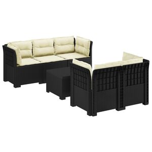 vidaXL Sof&aacute; de Jardim de 5 Pessoas com Almofadas Visual de Rattan PP