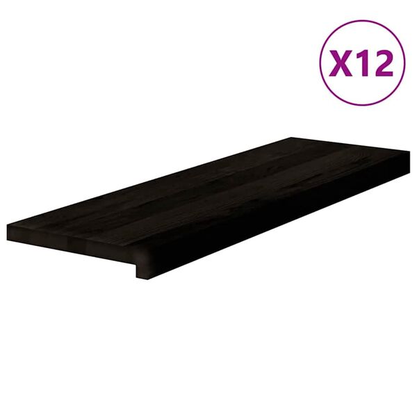 vidaXL Tapetes de escada 12 pcs 80x30x2 cm carvalho castanho-escuro