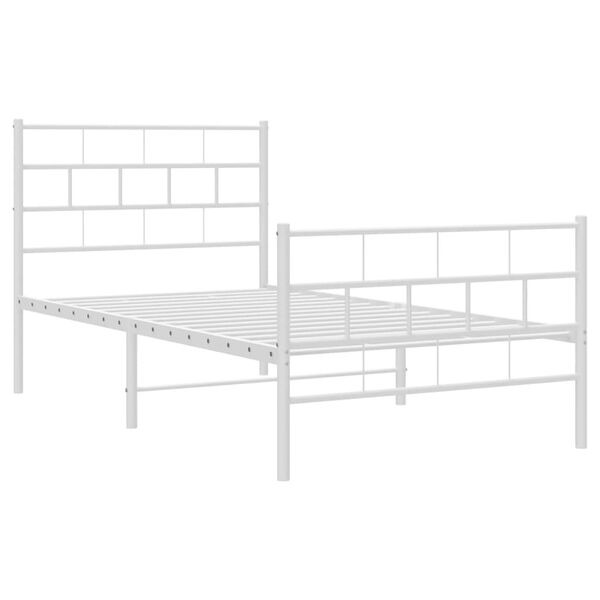 vidaXL Estrutura de cama com cabeceira e p&eacute;s 90x200 cm metal branco