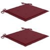 vidaXL Cadeiras jardim c/ almofad&otilde;es vermelho tinto 2 pcs teca maci&ccedil;a