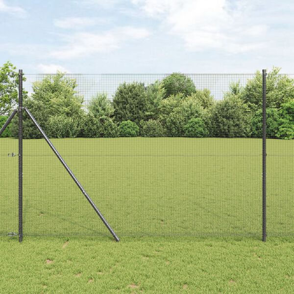 vidaXL Cerca de Arame Soldado Cinzeto 1.6 x 25 m Aço