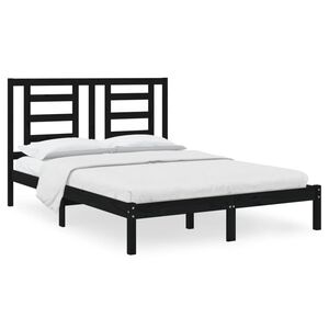 vidaXL Estrutura de cama 140x190 cm madeira de pinho maci&ccedil;a preto