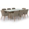vidaXL 9 pcs conjunto de jantar para jardim vime PE castanho