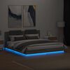 vidaXL Estrutura de cama c/ cabeceira/luzes LED 180x200cm cinza sonoma