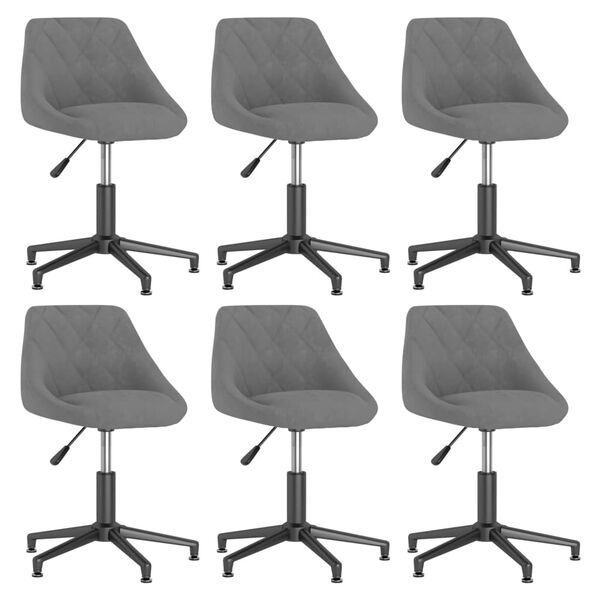 vidaXL Cadeiras de jantar girat&oacute;rias 6 pcs veludo cinzento-claro