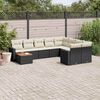 vidaXL 10 pcs conjunto sof&aacute;s de jardim c/ almofad&otilde;es vime PE preto