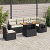 vidaXL 7 pcs conjunto de sof&aacute;s p/ jardim c/ almofad&otilde;es vime PE preto