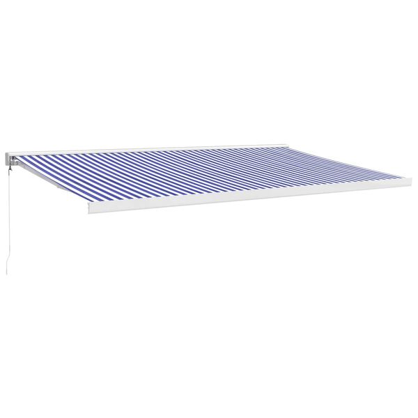 vidaXL Toldo retr&aacute;til 5x3 m tecido e alum&iacute;nio azul e branco