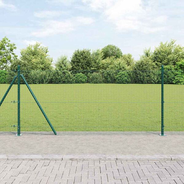 vidaXL Poste de Cerca Verde 25 x 0,8 m (25 x 25 mm malha) A&ccedil;o e PVC