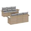 vidaXL Conjunto de Sof&aacute; de Jardim 7 unid. Bege e Cinza vime PE
