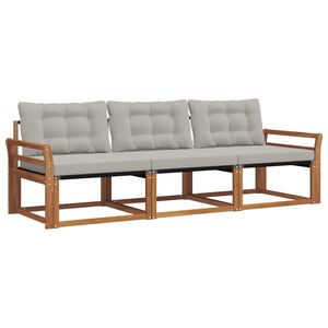 vidaXL Conjunto de Sof&aacute;s para Exterior 3 unid. Cinza Natural e Claro