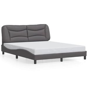 vidaXL Estrutura de cama sem colch&atilde;o Hvar couro artificial 160x200cm cinzento