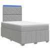 vidaXL Cama Box com LED e Colch&atilde;o Cinzento-claro 120 x 190 cm Tecido