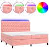 vidaXL Cama box spring c/ colch&atilde;o/LED 200x200 cm veludo rosa