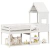 vidaXL Cama alta com telhado 90x190 cm pinho maci&ccedil;o branco