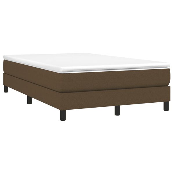 vidaXL Cama boxspring com colch&atilde;o 120x190 cm tecido castanho-escuro