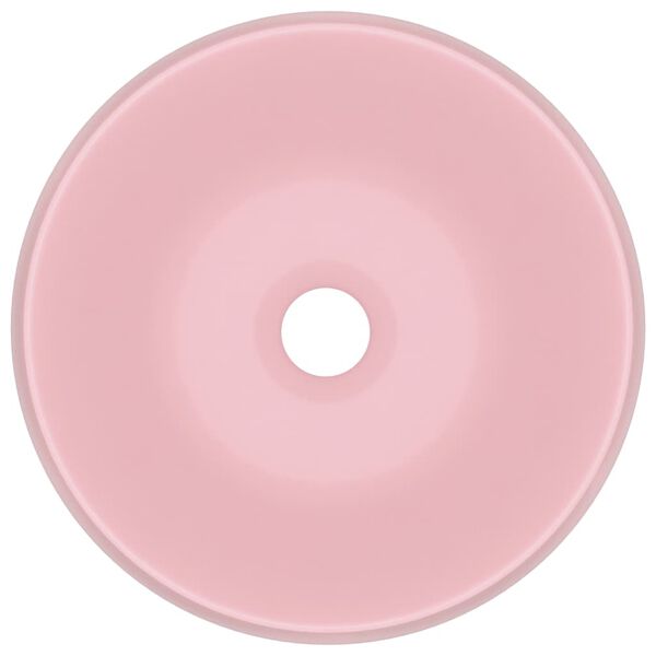 vidaXL Lavatório luxuoso redondo 40x15 cm cerâmica rosa mate