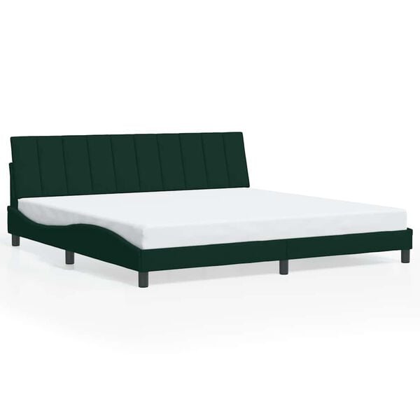 vidaXL Estrutura de cama sem colch&atilde;o Hanko 200x200 cm veludo verde-escuro