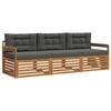 vidaXL Conjunto de Sof&aacute;s para Exterior 3 unid. Natural e Antracite
