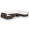 vidaXL 8 pcs conjunto lounge p/ jardim c/ almofad&otilde;es vime PE castanho