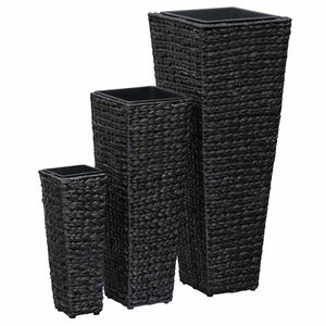vidaXL Vasos/floreiras 3 pcs jacinto de &aacute;gua preto
