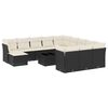 vidaXL 13 pcs conjunto de sof&aacute;s de jardim com almofad&otilde;es vime PE preto