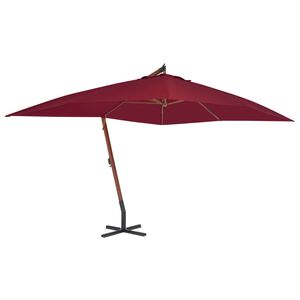 vidaXL Guarda-sol jardim cantilever c/ poste madeira 400x300 cm bord&ocirc;