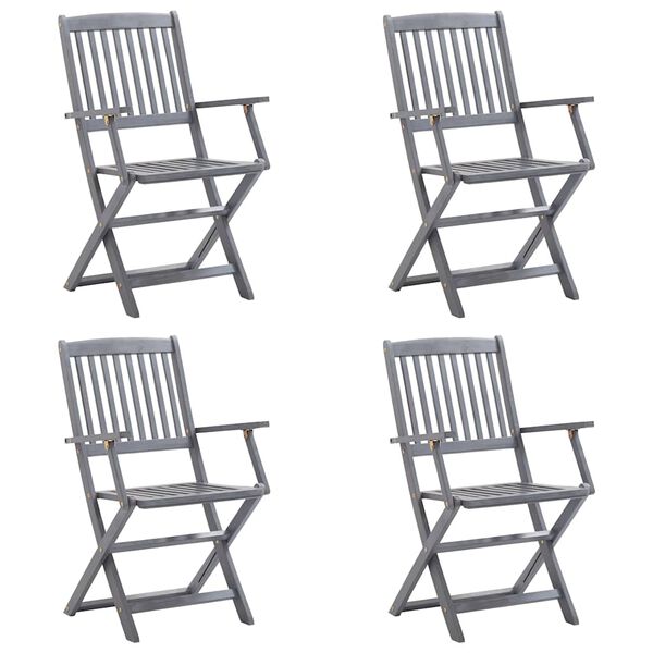 vidaXL Cadeiras exterior dobr&aacute;veis c/ almofad&otilde;es 4 pcs ac&aacute;cia maci&ccedil;a
