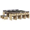 vidaXL 13 pcs conj. jantar jardim c/ almofad&otilde;es vime PE bege misturado