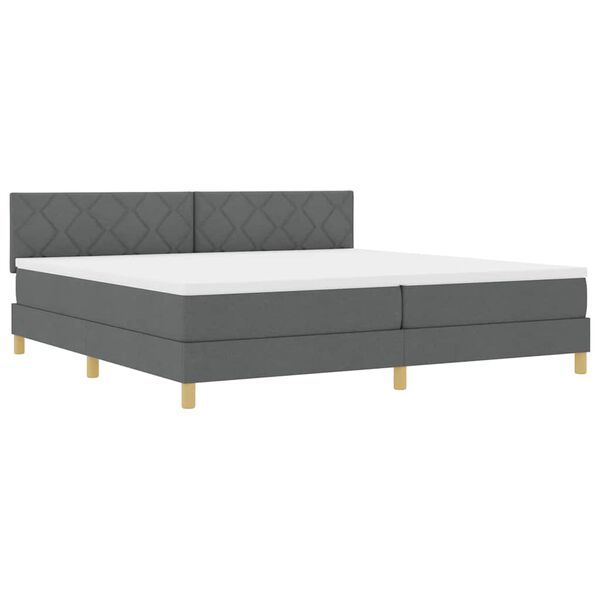vidaXL Cama box spring com colch&atilde;o Cinza Escuro 200 x 200 cm tecido
