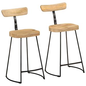 vidaXL Bancos de bar 2 pcs 49x43x88 cm madeira de mangueira maci&ccedil;a