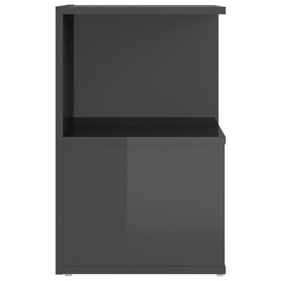 vidaXL Mesa de cabeceira 35x35x55 cm contraplacado cinzento brilhante