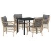 vidaXL Conjunto de Jantar para Jardim 5 unid. Bege vime PE