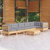 vidaXL 7 pcs conjunto lounge de jardim c/ almofad&otilde;es cinza pinho