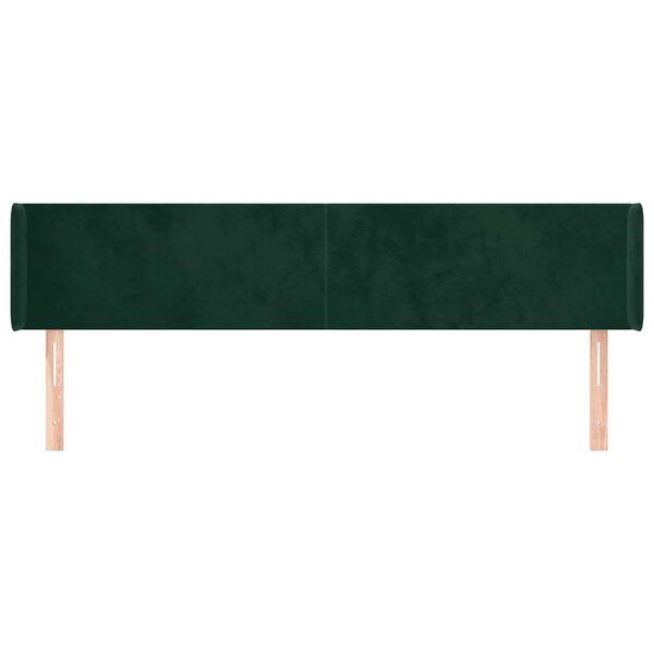 vidaXL Cabeceira de cama c/ abas veludo 163x16x78/88cm verde-escuro