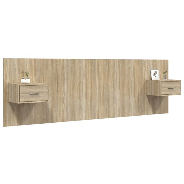 vidaXL Cabeceira cama + armários madeira processada carvalho sonoma