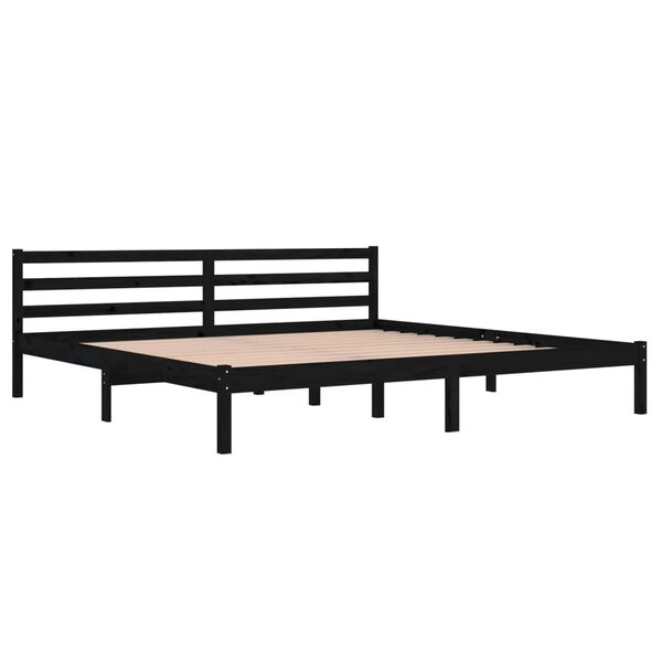 vidaXL Estrutura de cama 200x200 cm pinho maci&ccedil;o preto