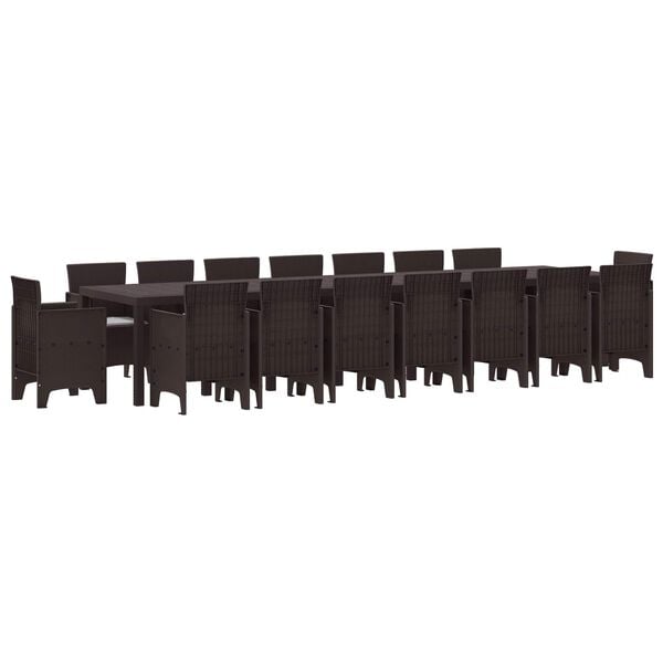vidaXL Conjunto de Jantar para Jardim com Almofadas 17 pcs Castanho PP