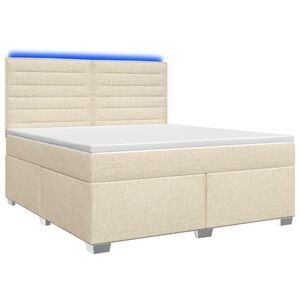 vidaXL Cama box spring com colch&atilde;o Creme 140 x 190 cm Tecido